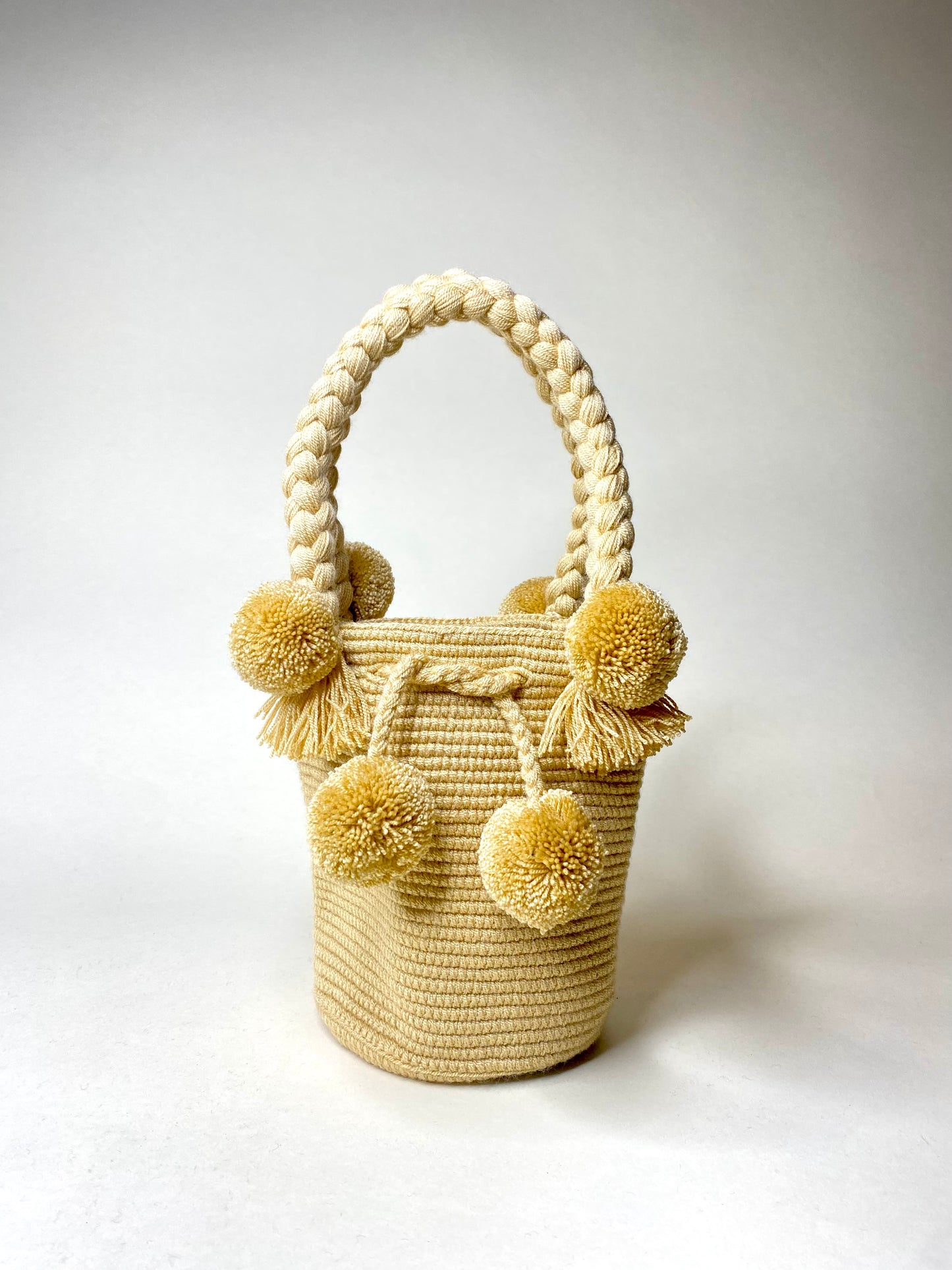 Mini beige pompom bag