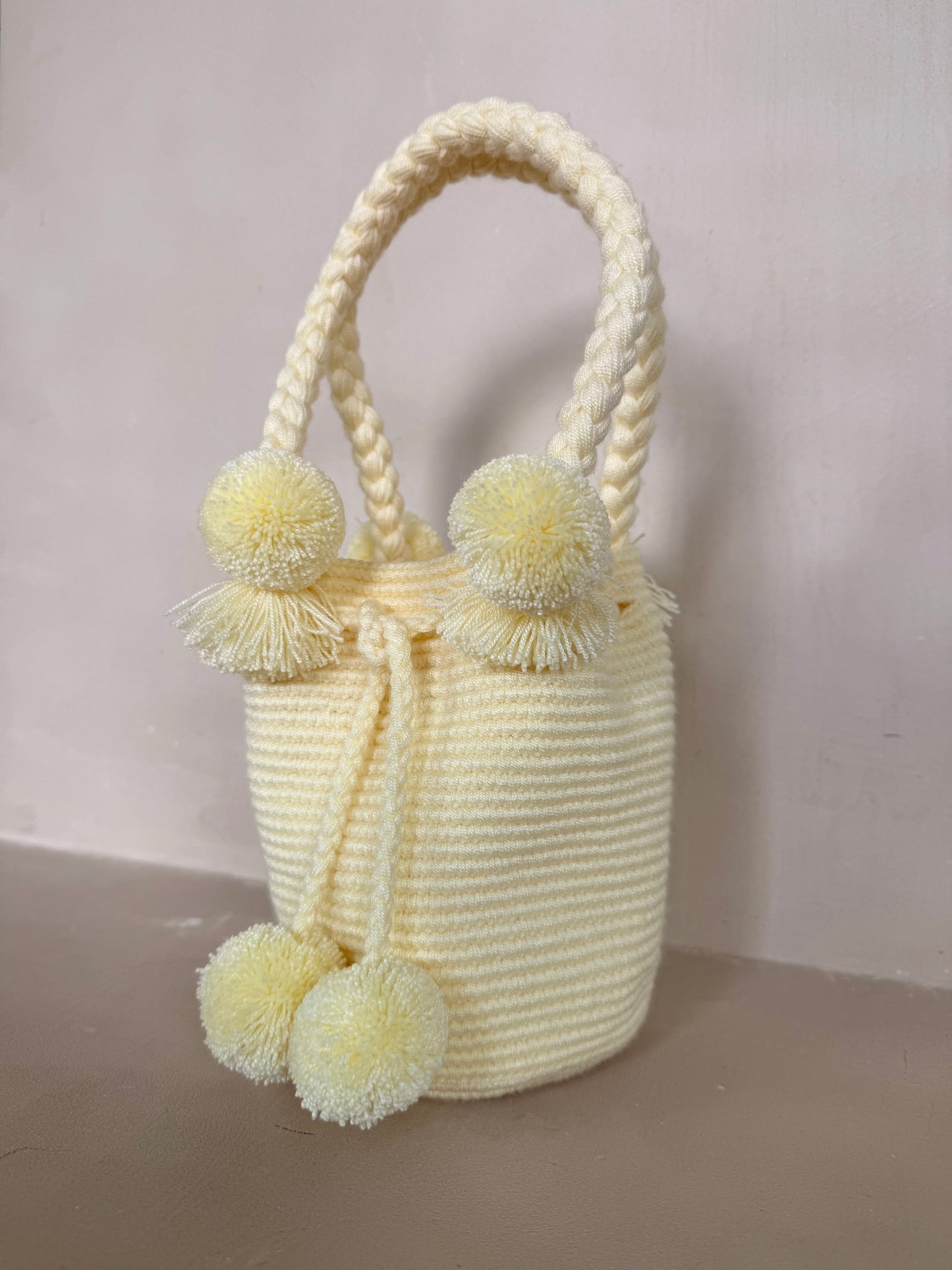 Butter Yellow Mini PomPom Bag