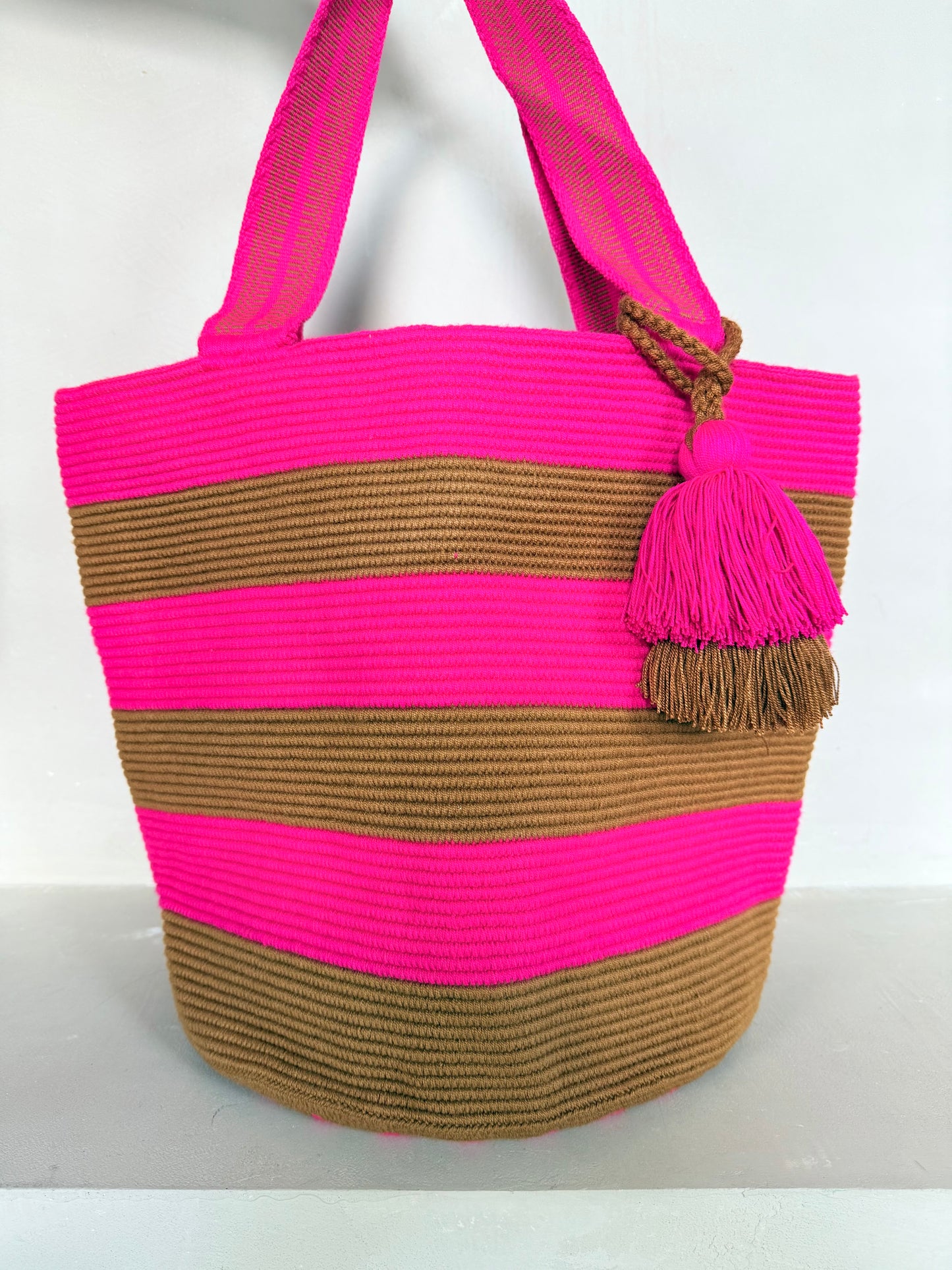 The Striped Tote – Sienna & Fuchsia