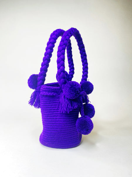 Royal Purple Mini PomPom Bag