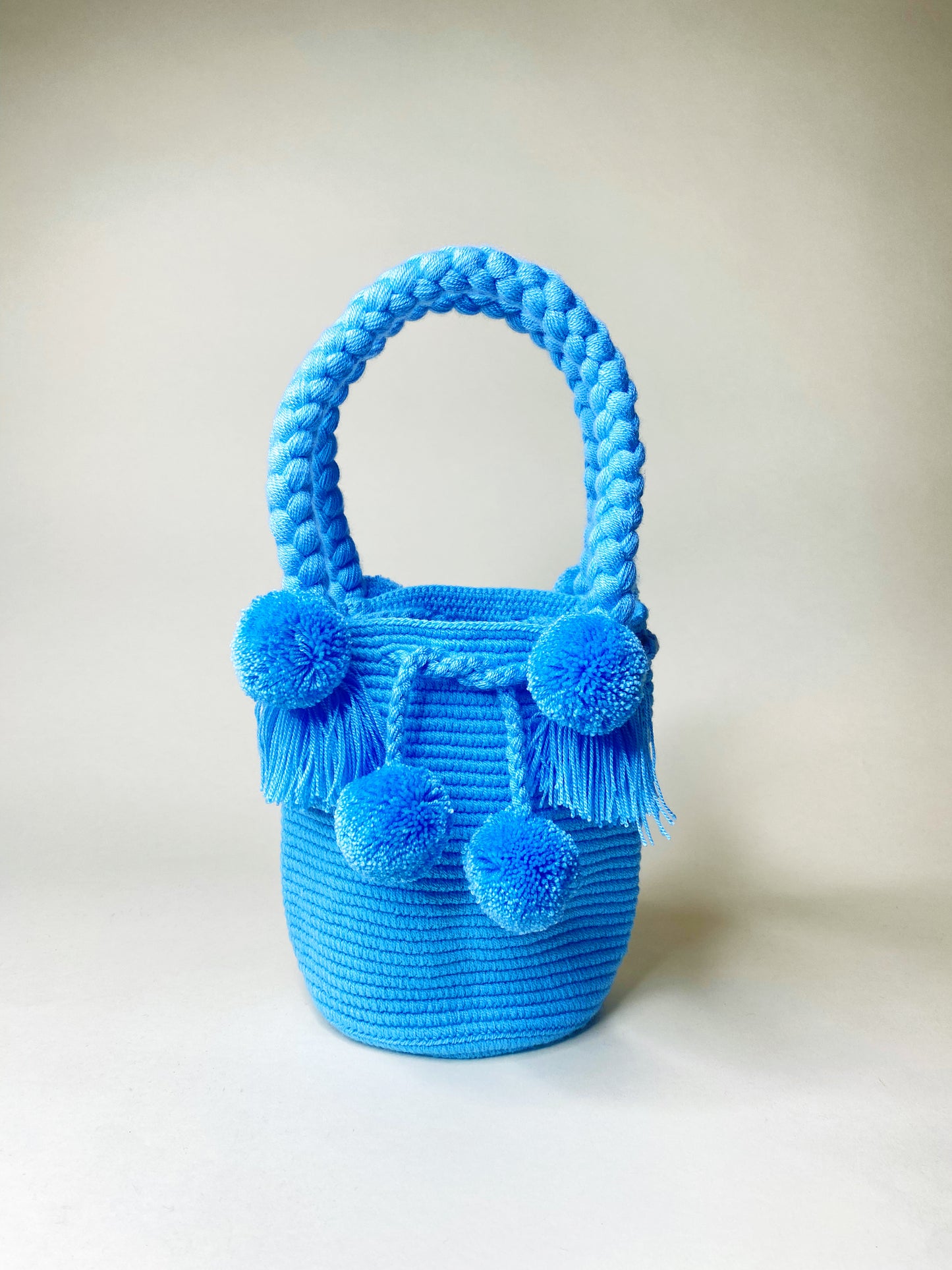Sky Blue Mini PomPom Bag