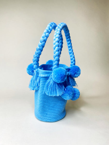 Sky Blue Mini PomPom Bag