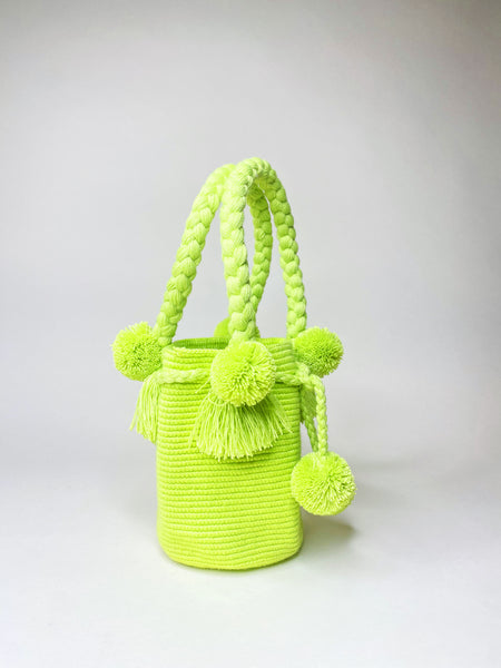 Chartreuse Mini PomPom Bag