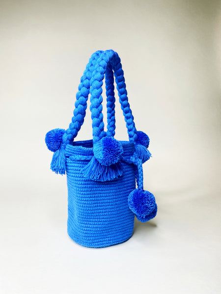 Cornflower Blue Mini PomPom Bag
