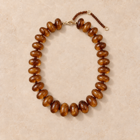 Amber Chunky Resin Bead Necklace