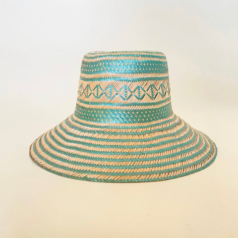 Metallic Seafoam Green Natural Handwoven Hat