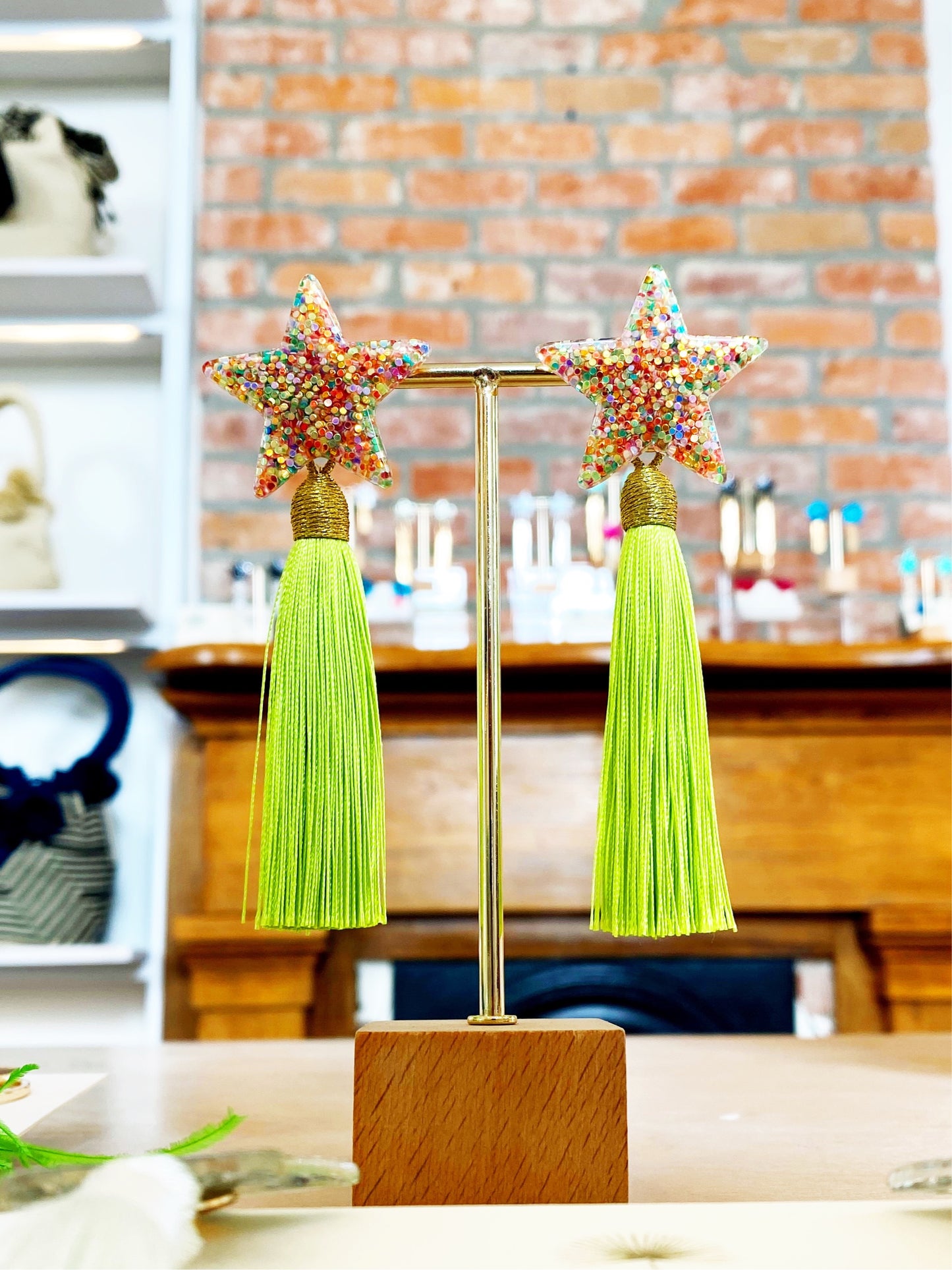 Confetti Stars Lime Green