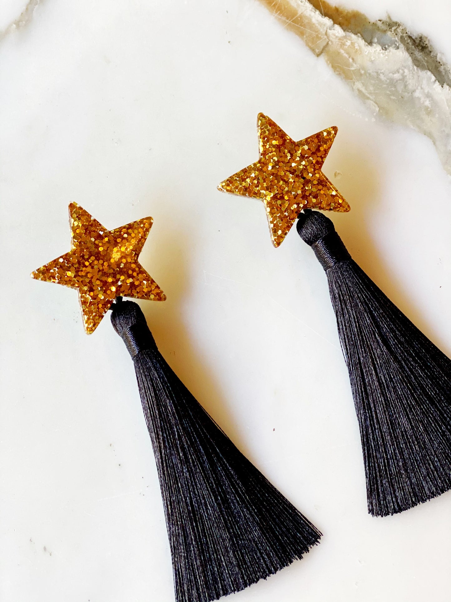 Star Earrings (Black & Gold)