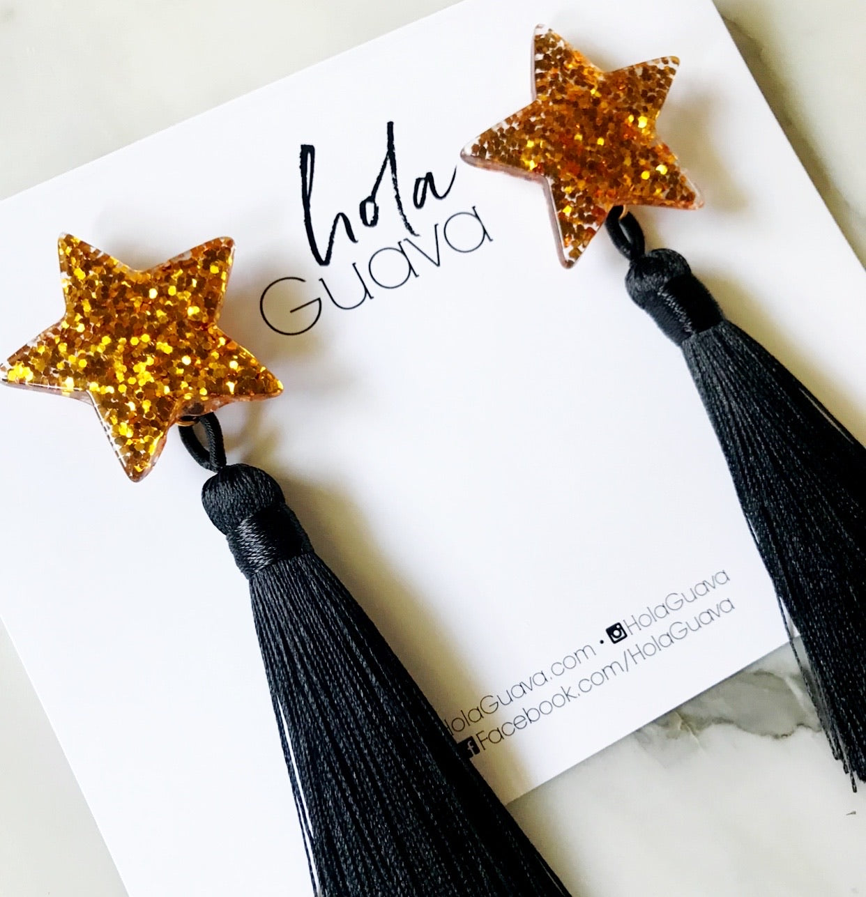 Star Earrings (Black & Gold)