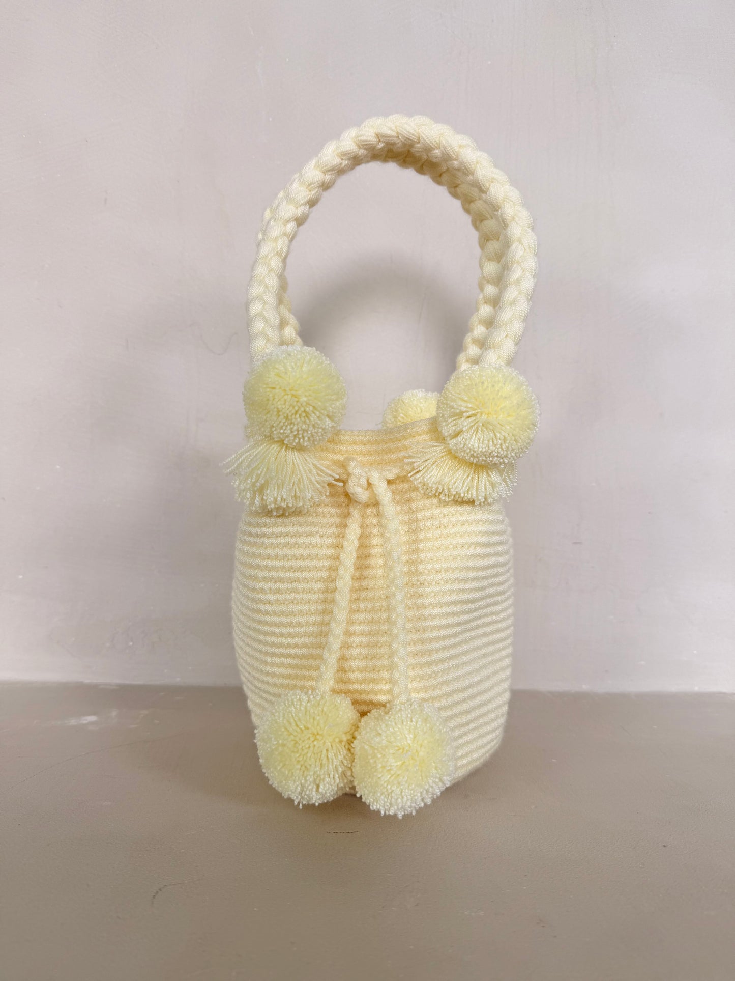 Butter Yellow Mini PomPom Bag
