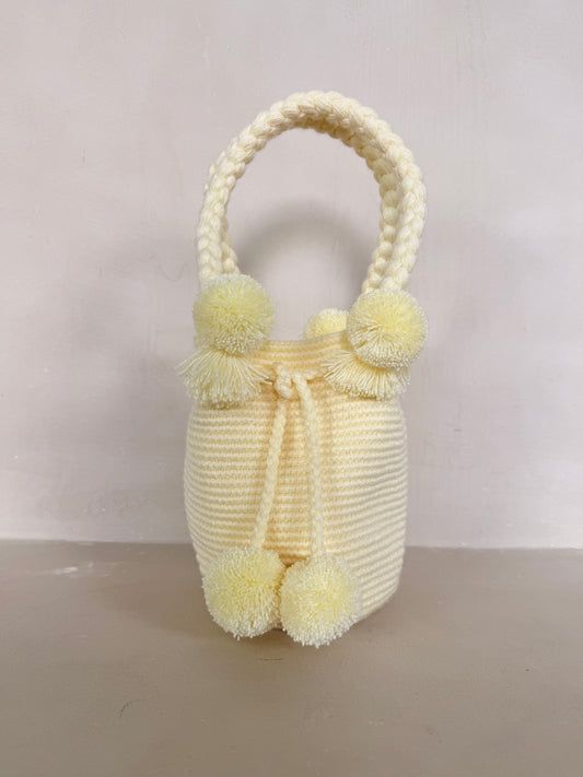Butter Yellow Mini PomPom Bag