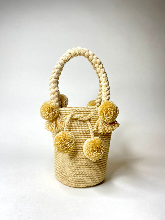 Mini beige pompom bag