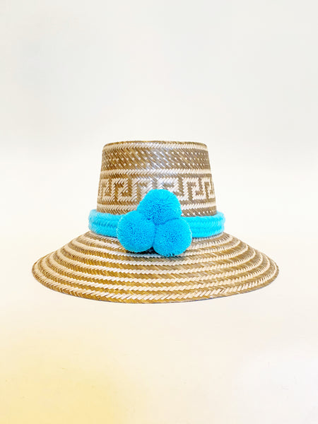 Aquamarine Blue PomPom Hat Band