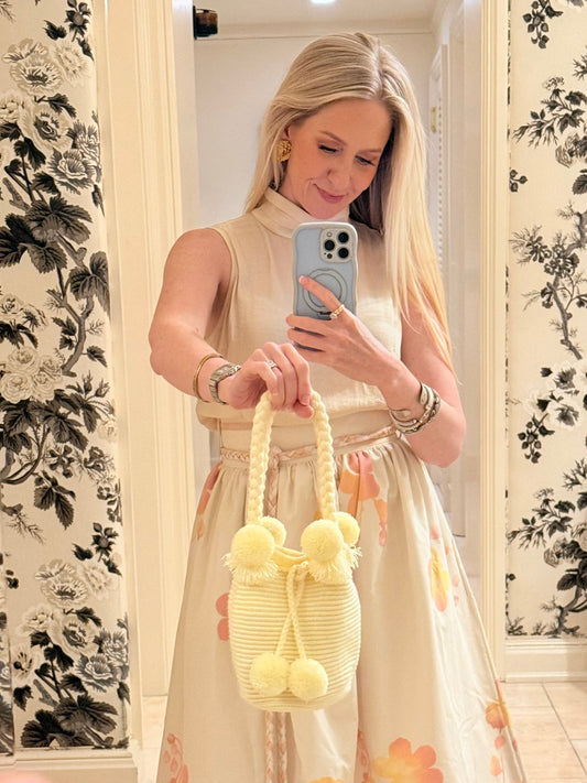 Butter Yellow Mini PomPom Bag