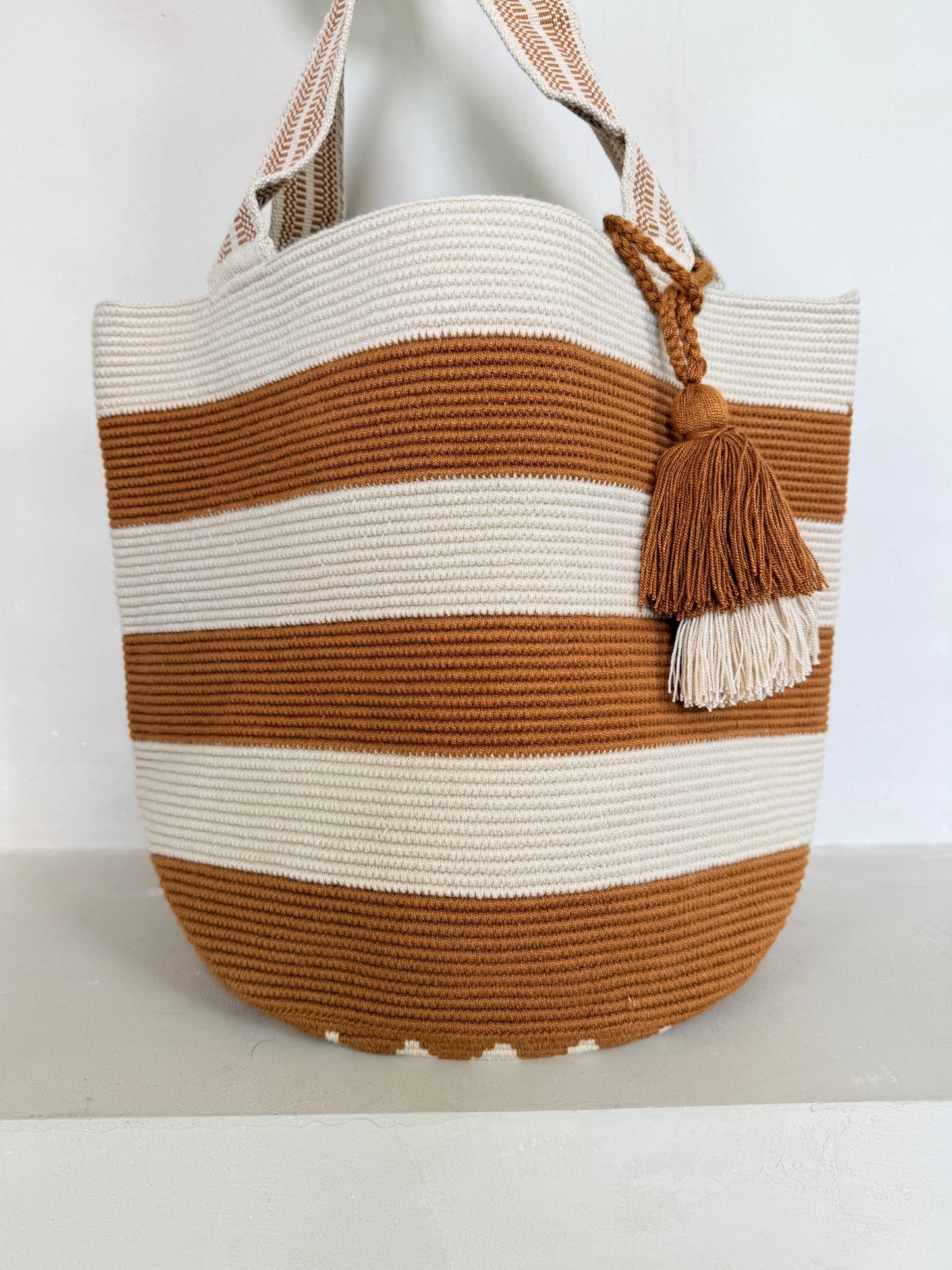 The Striped Tote – Sienna & Beige