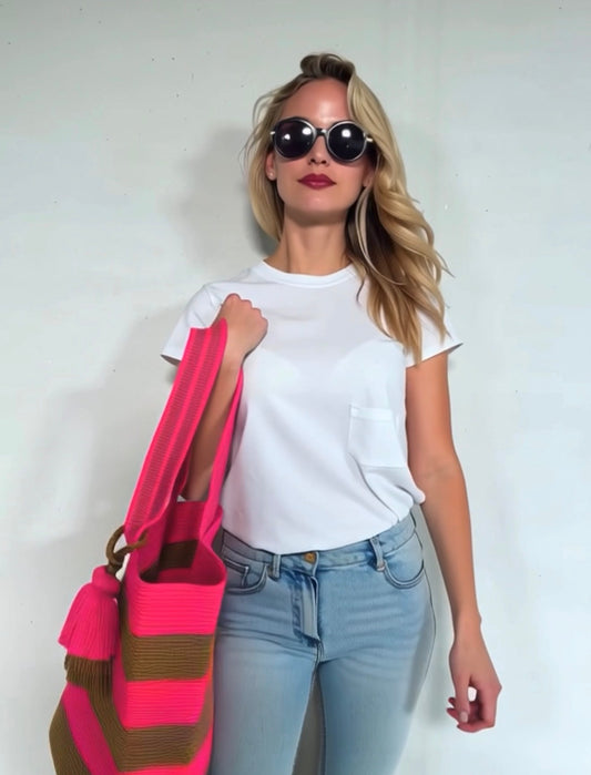 The Striped Tote – Sienna & Fuchsia