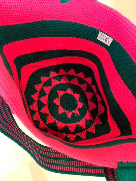 The Striped Tote – Hot Pink & Green