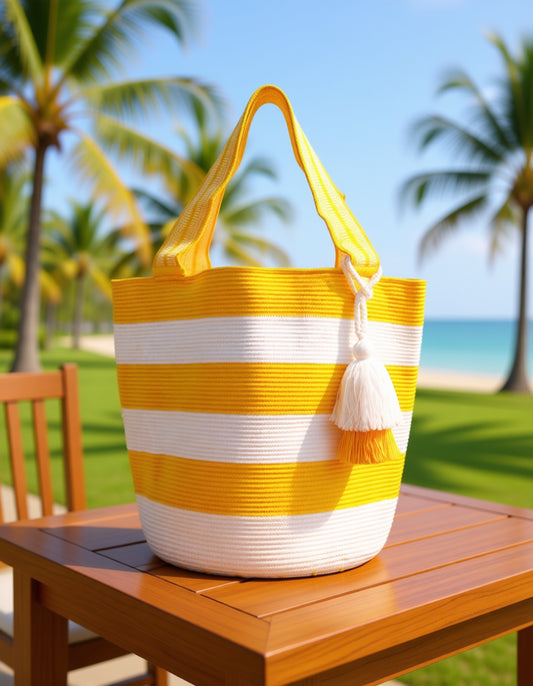 The Striped Tote – Yellow & Ecru