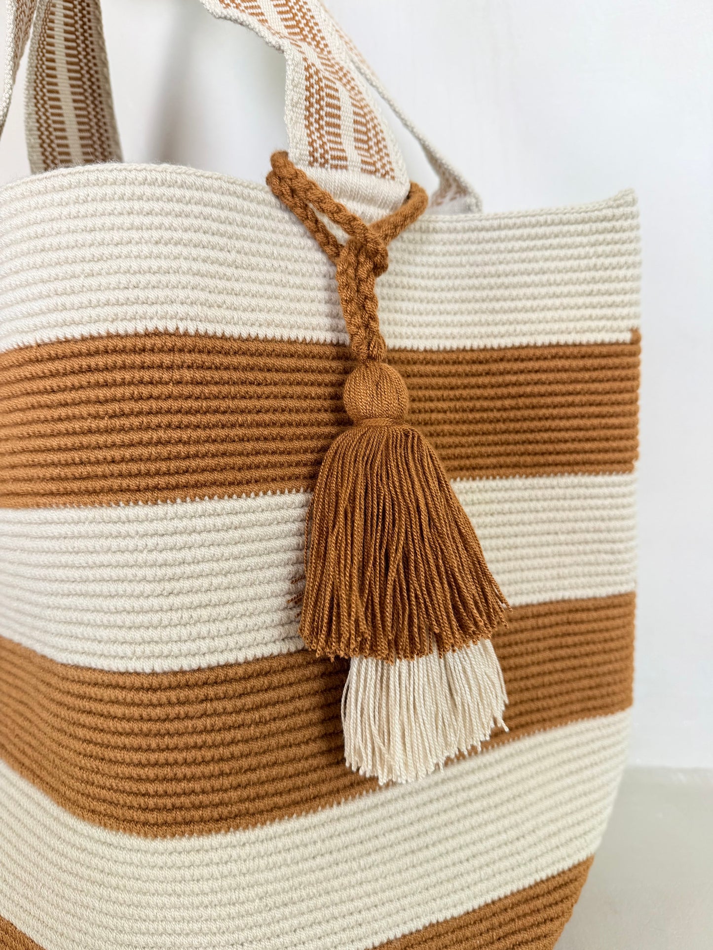The Striped Tote – Sienna & Beige