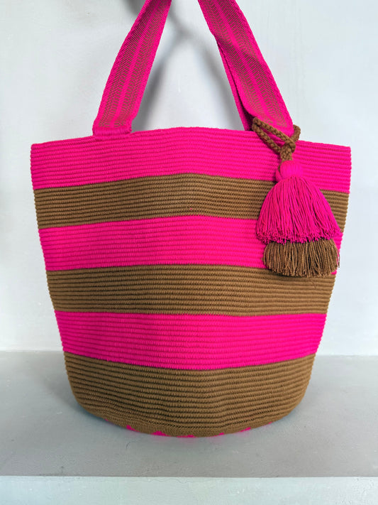 The Striped Tote – Sienna & Fuchsia
