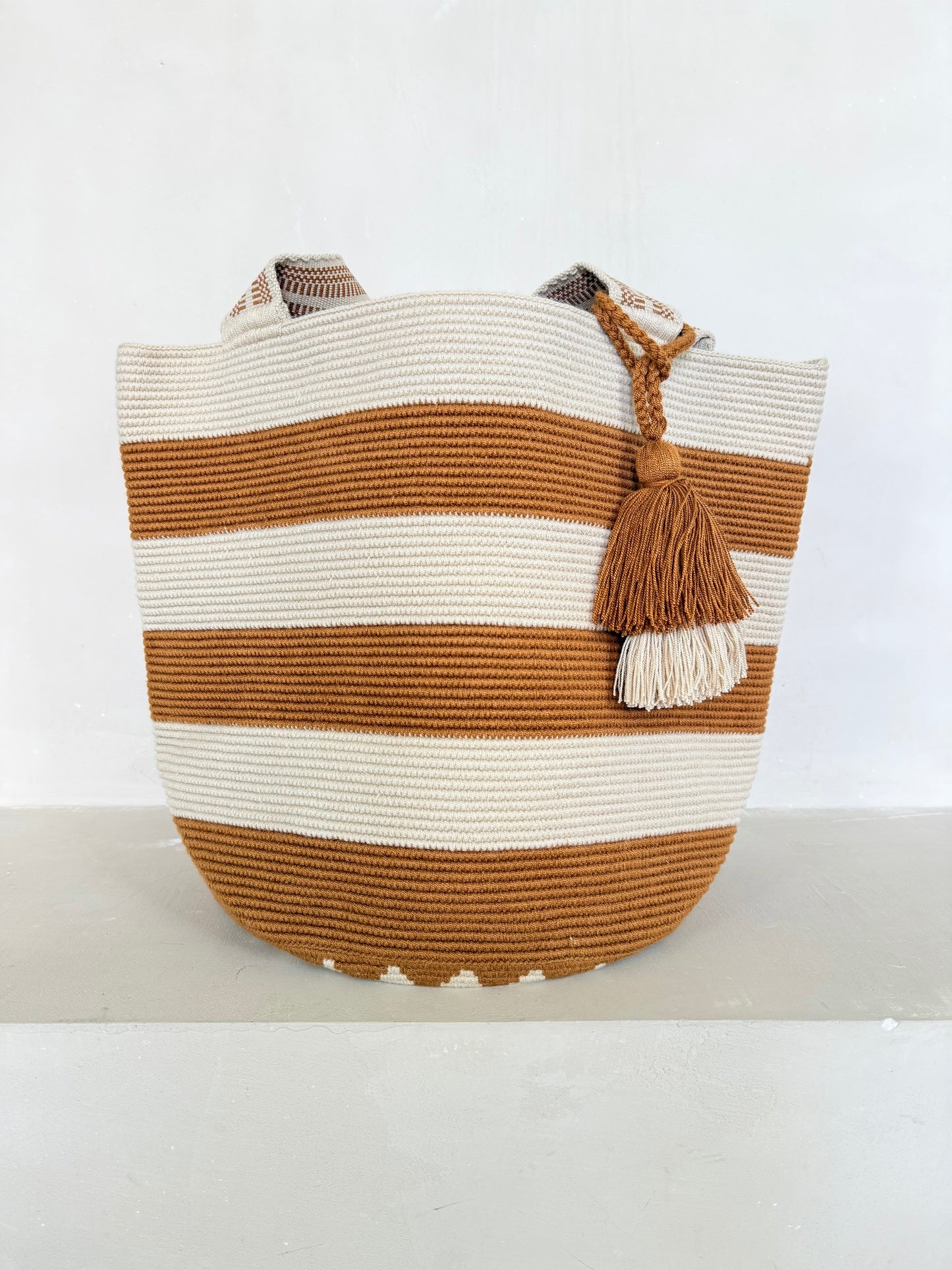 The Striped Tote – Sienna & Beige