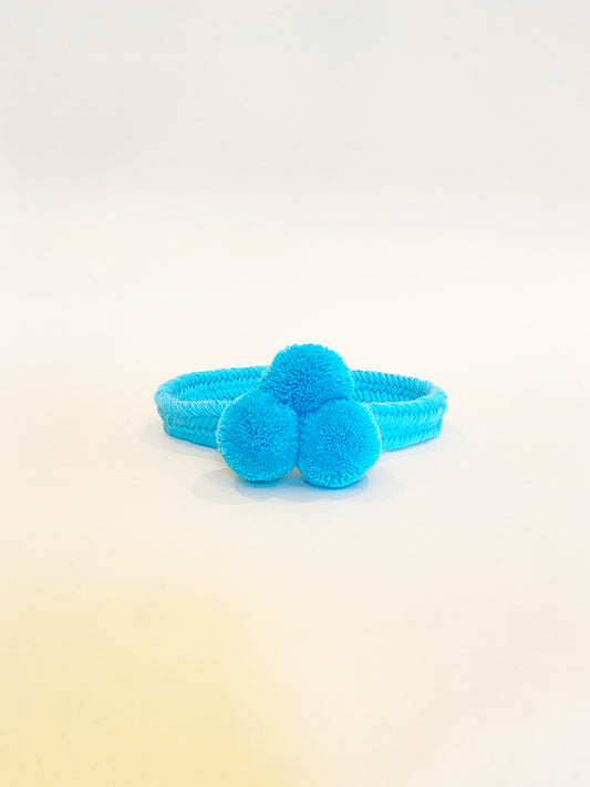 Aquamarine Blue PomPom Hat Band