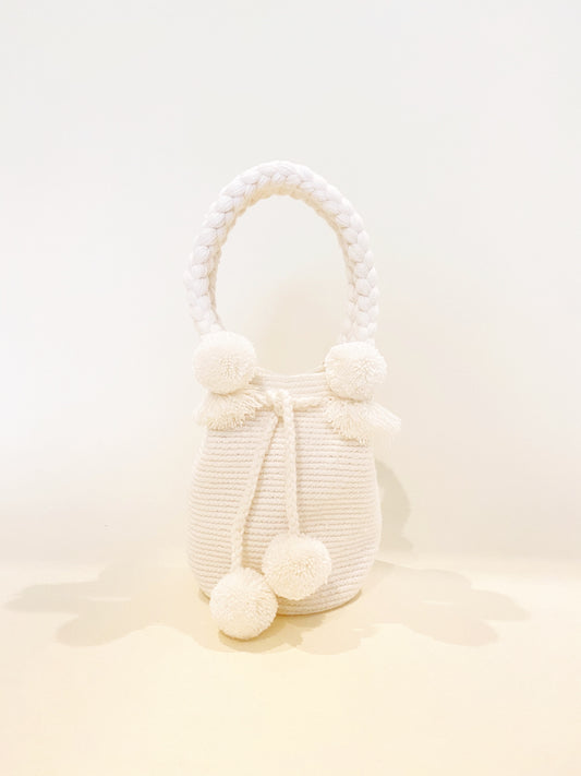 Ivory pompom bag