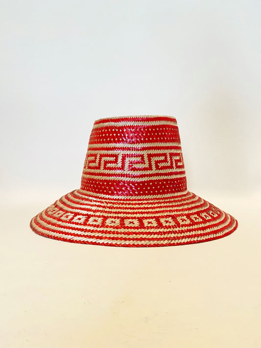 Red Natural Handwoven Hat