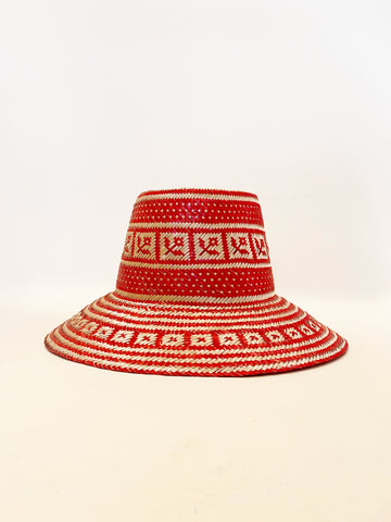 Red Natural Handwoven Hat