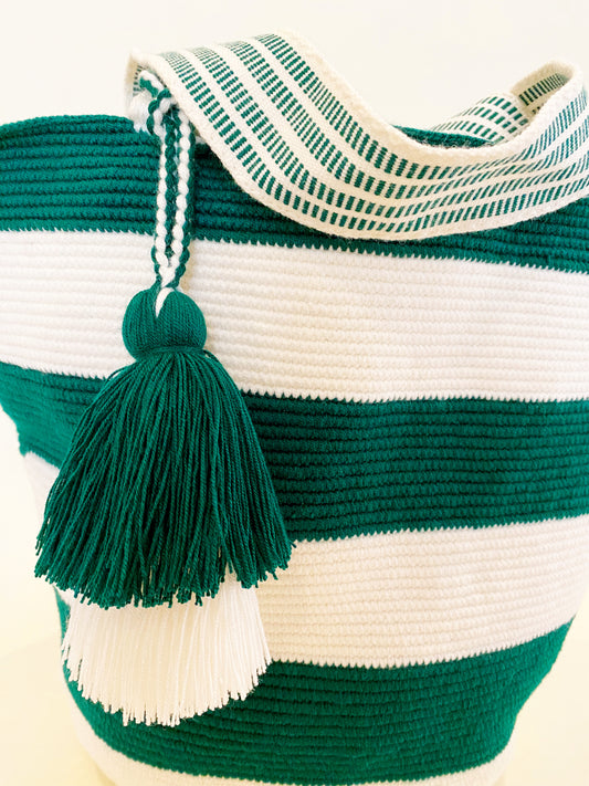 The Striped Tote – Green & White