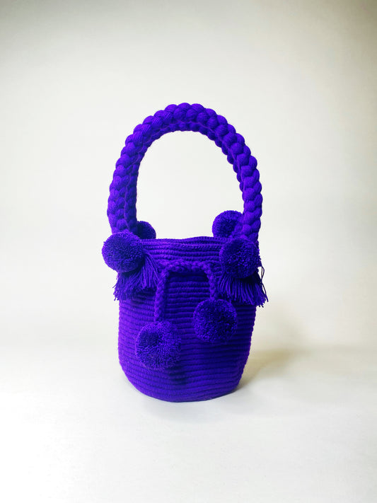 Royal Purple Mini PomPom Bag