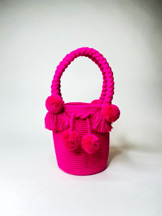 Fuchsia Mini PomPom Bag