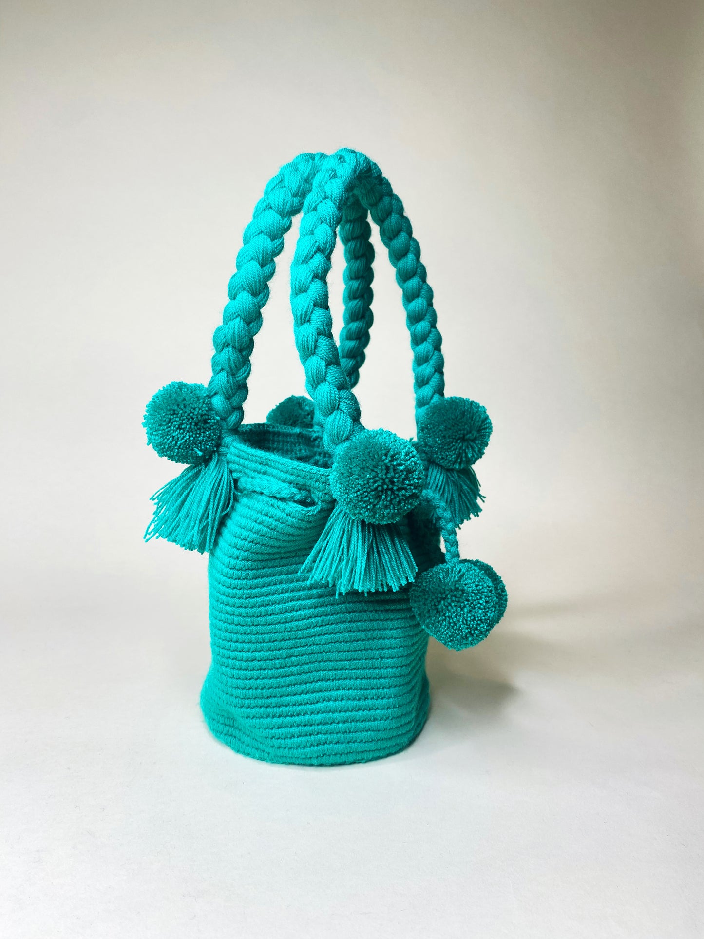 Emerald Green Mini PomPom Bag