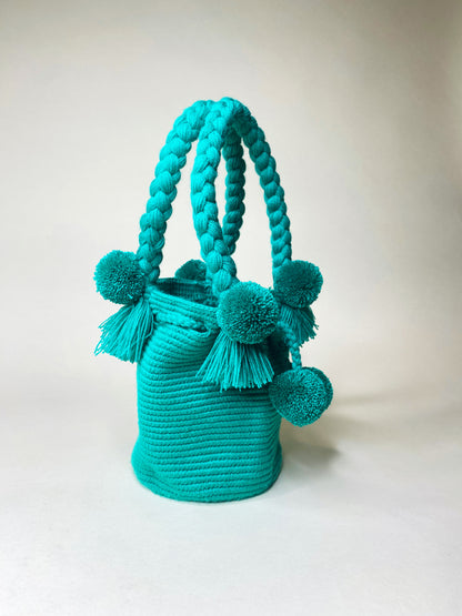 Emerald Green Mini PomPom Bag