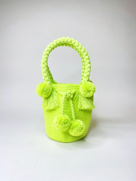 Chartreuse Mini PomPom Bag