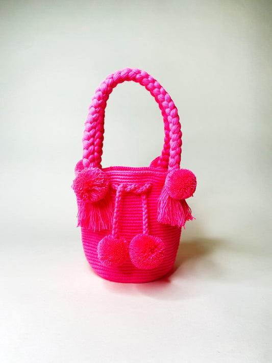 Hot Pink Mini PomPom Bag