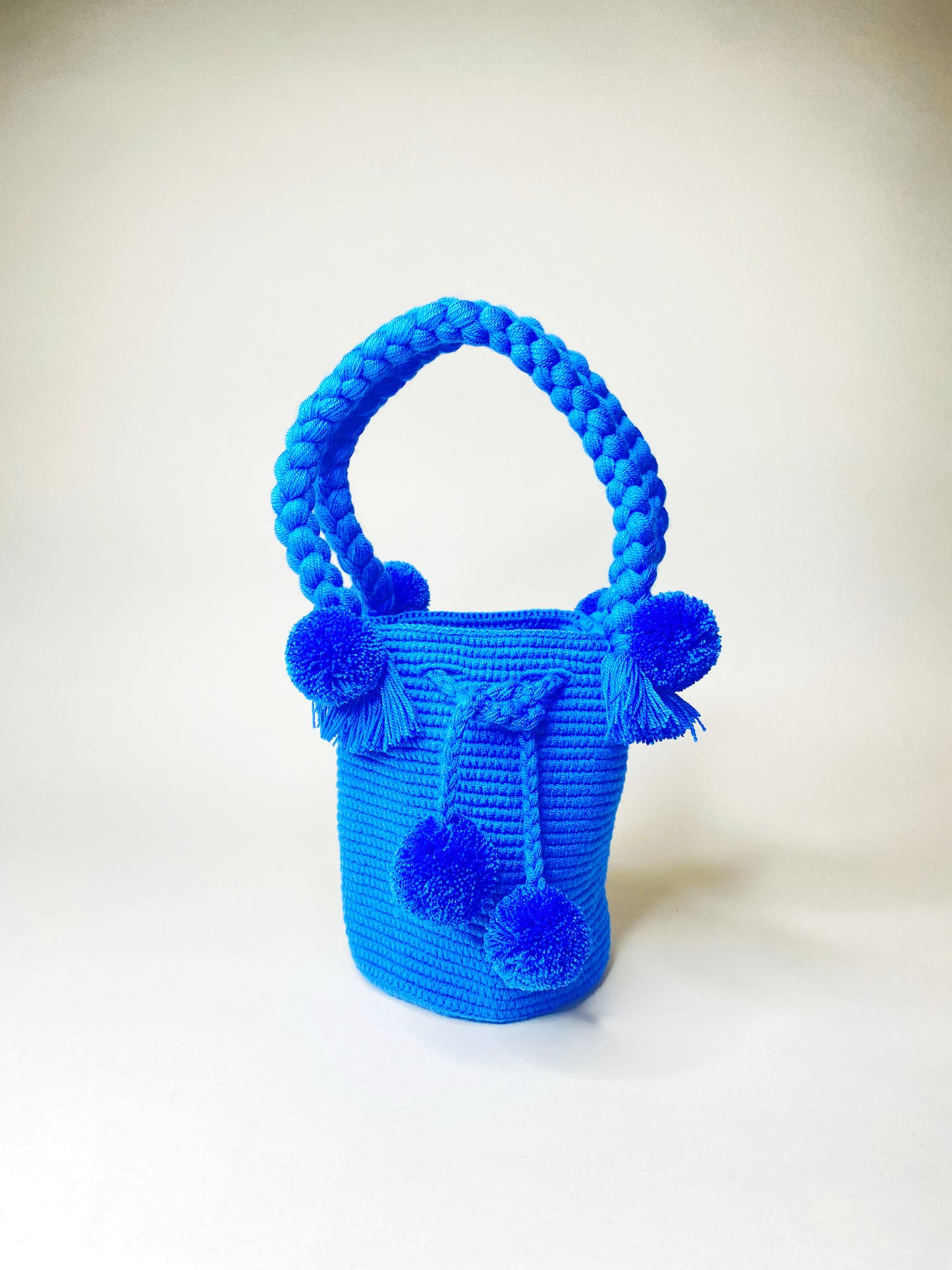 Cornflower Blue Mini PomPom Bag