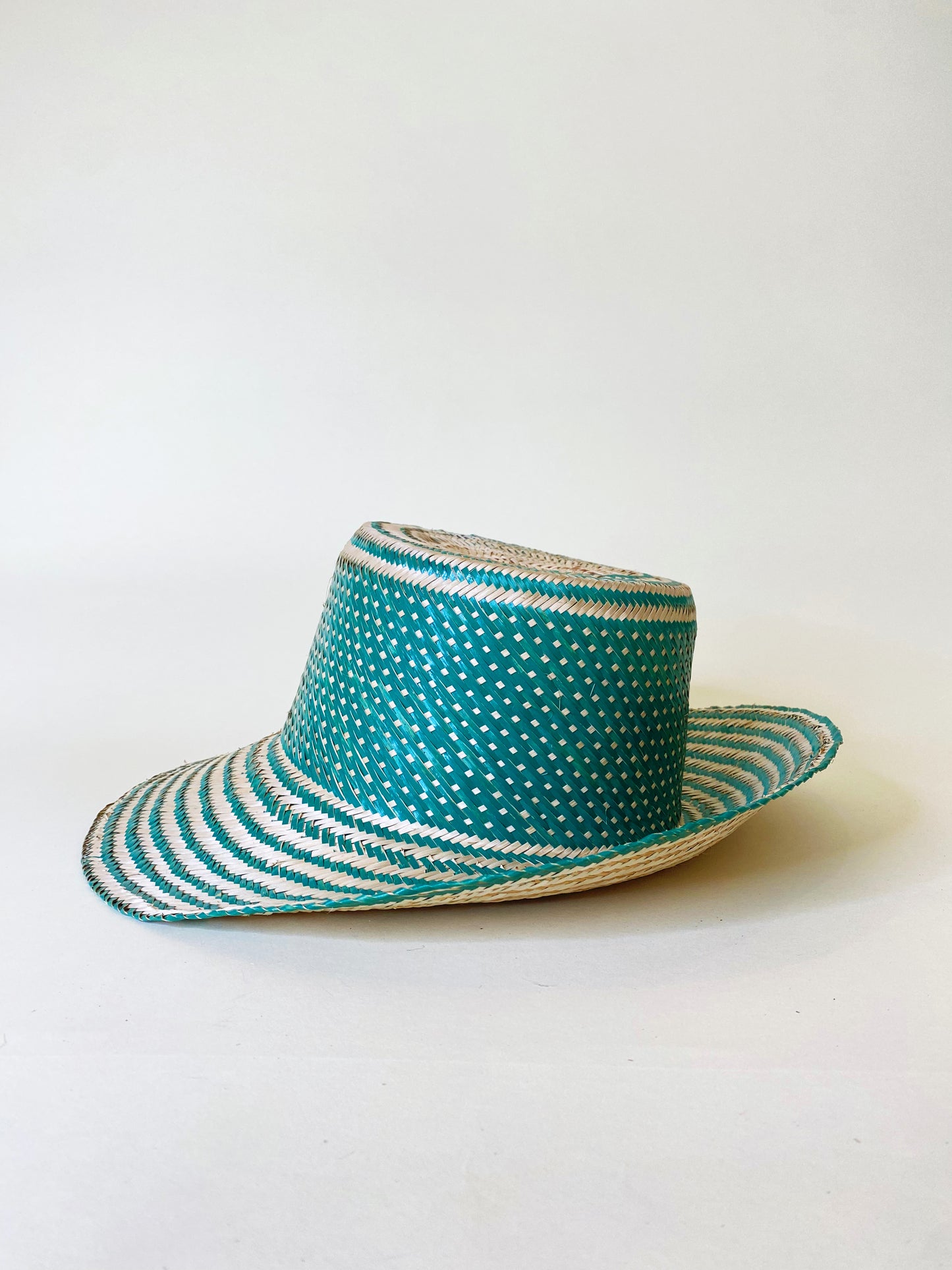 Turquoise Natural Handwoven Hat
