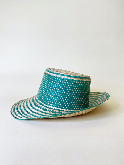 Turquoise Natural Handwoven Hat