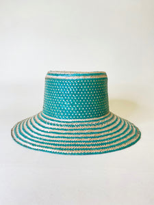 Turquoise Natural Handwoven Hat