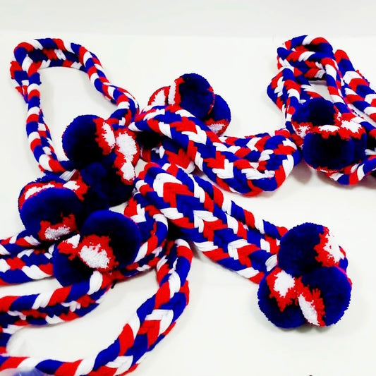 Red White Blue PomPom Hat Band