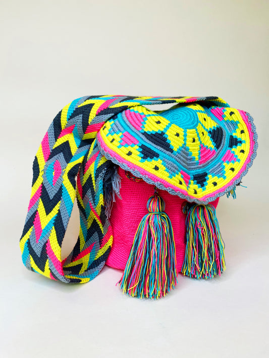 The Bottoms Up Bag detail - bold handwoven boho beach bag