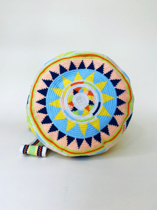 The Sunshine Bag detail - colorful yellow boho beach bag