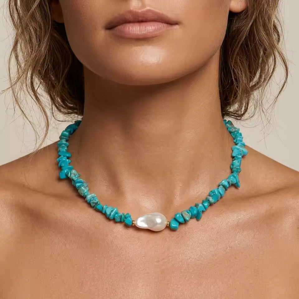 Turquoise and Pearl Necklace