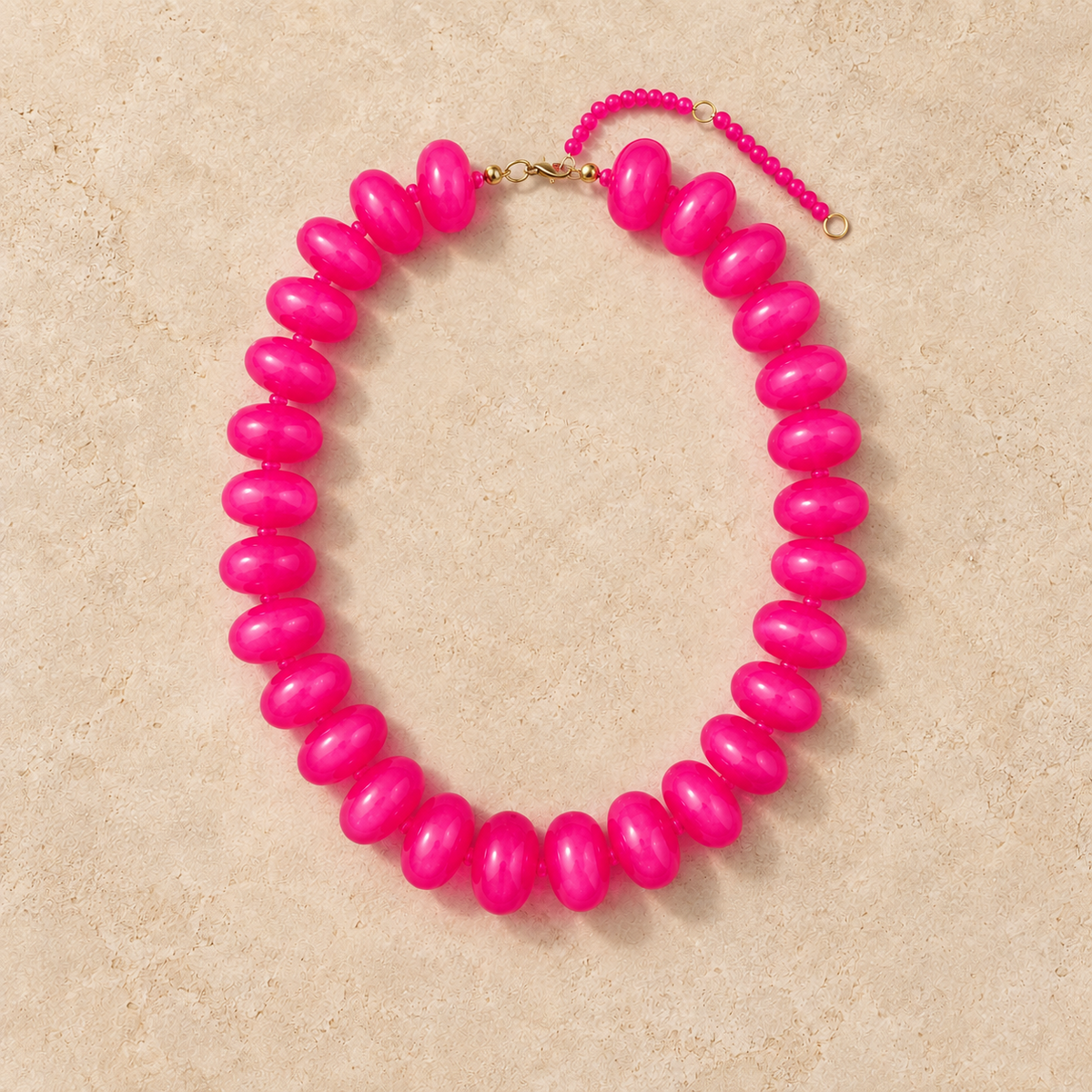 Pink Chunky Resin Bead Necklace