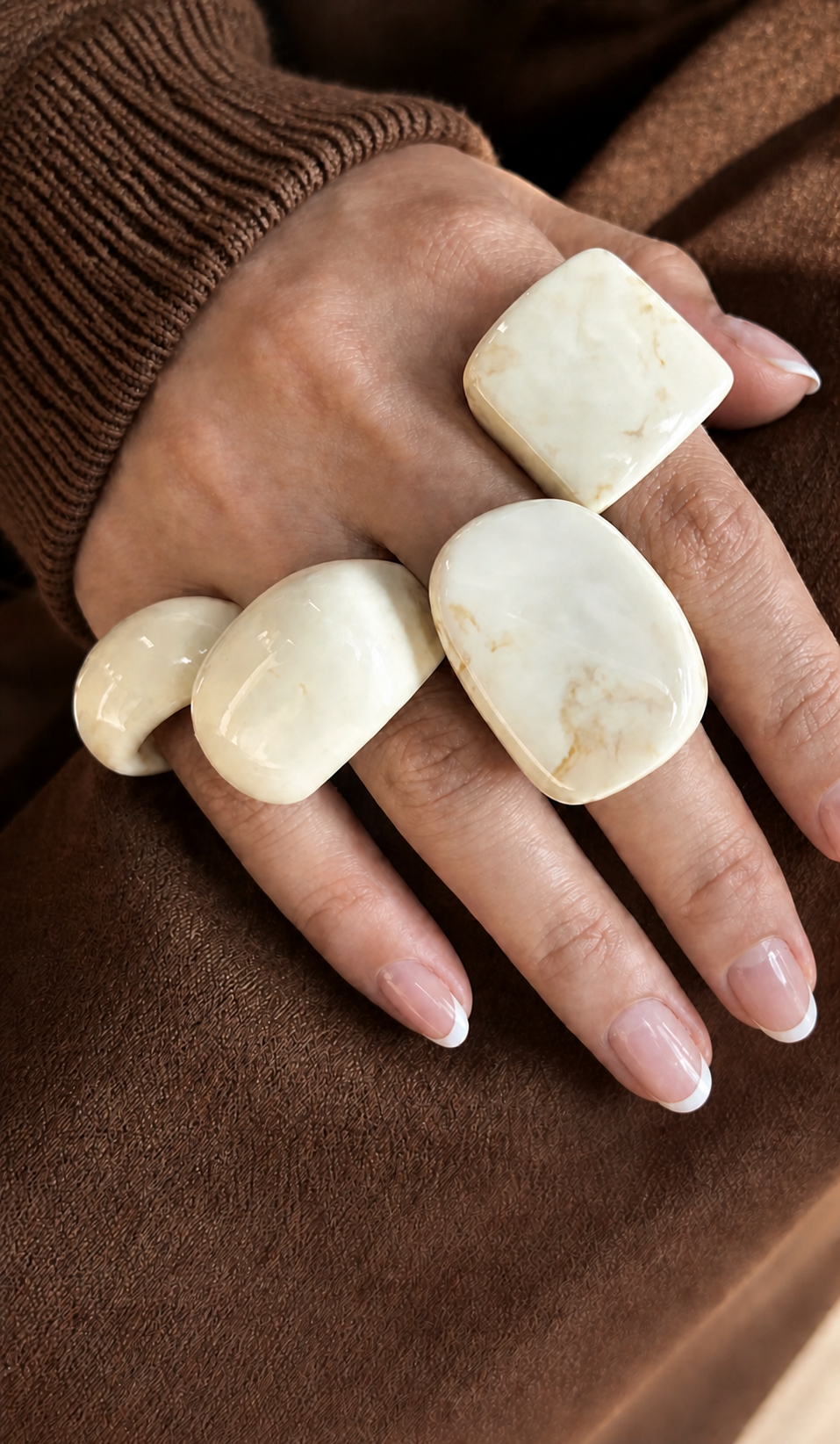 Marbled Resin Statement Ring