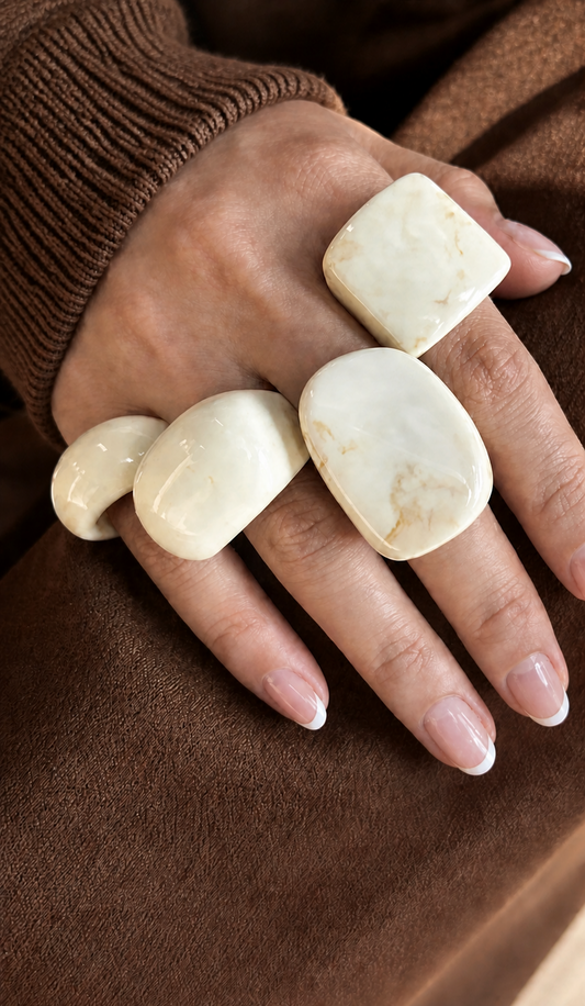 Marbled Resin Statement Ring