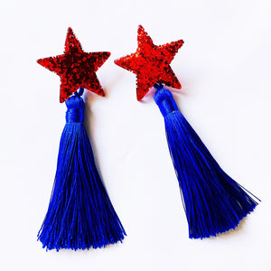 Star Earrings Red & Blue