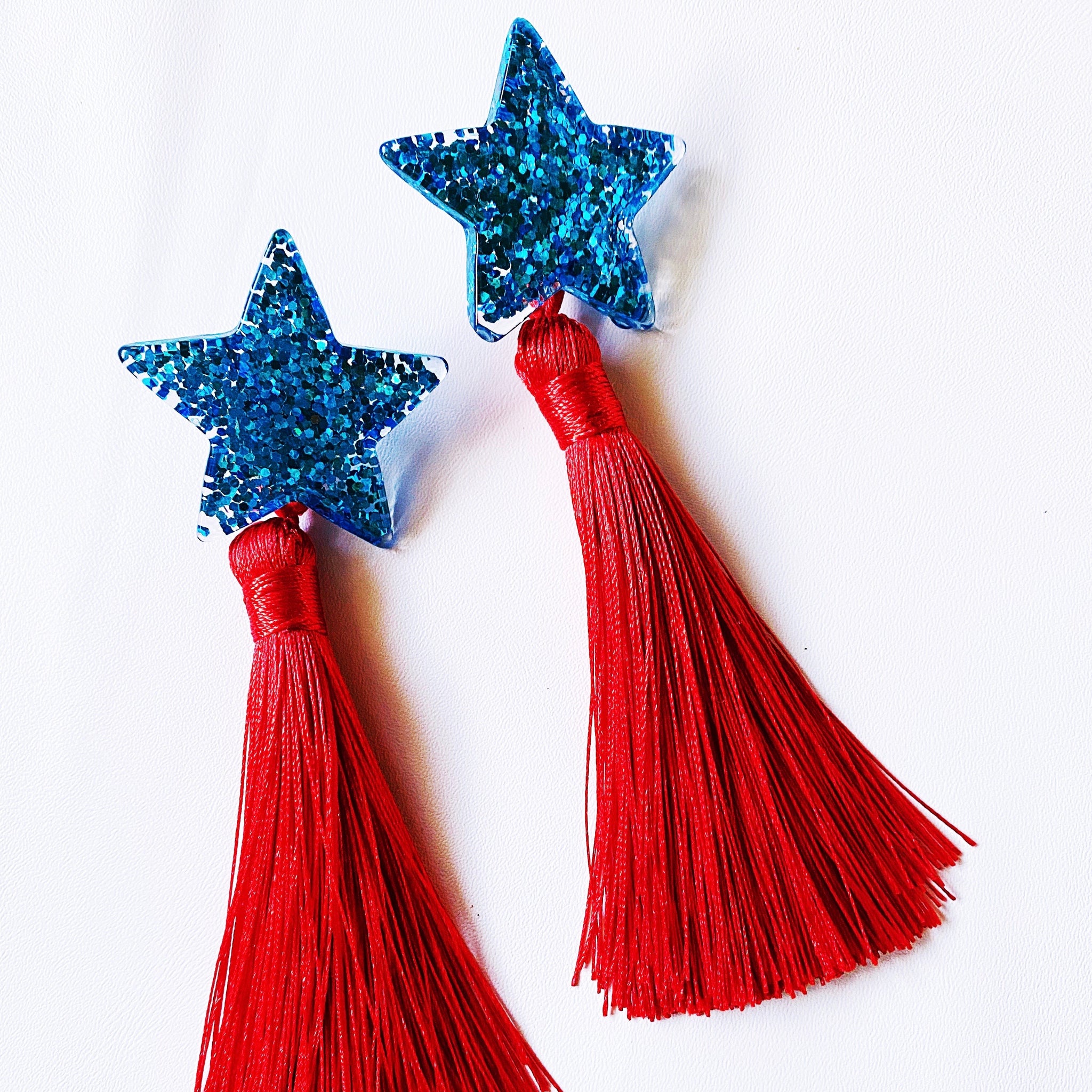 Star Earrings Blue & Red