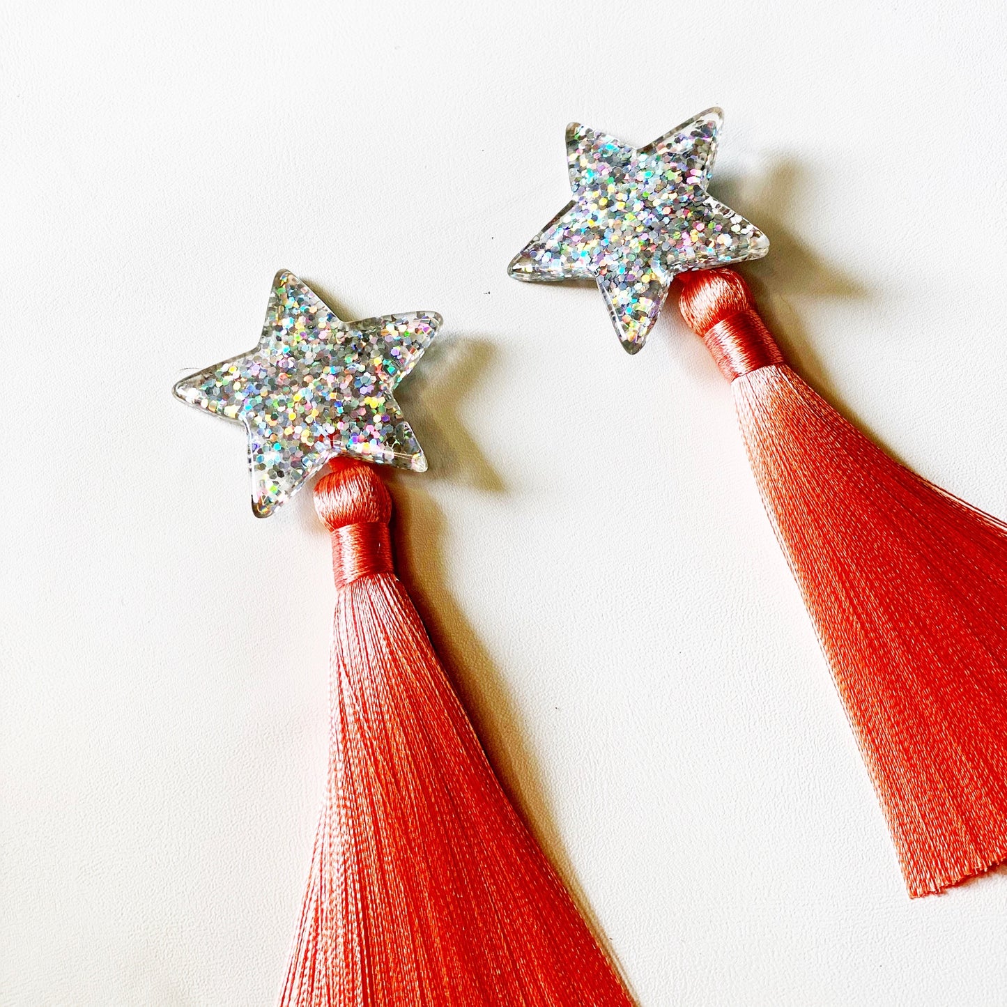 Star Earrings Iridescent Peach